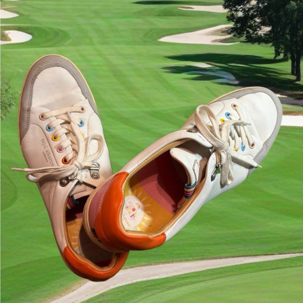 Royal Albartross White and Orange Sneakers